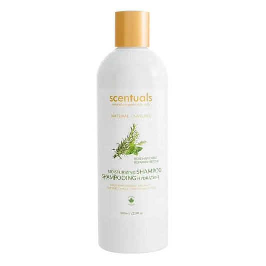 rosemary mint shampoo by scentuals in large 500ml white bottle