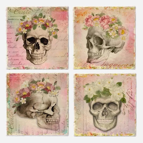 Floral Skulls Coasters (Set of 4)