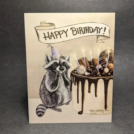 True North Creations - Surprised Raccoon Birthday Card