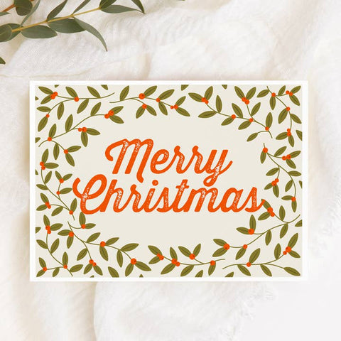 Traditional Merry Christmas Card - Greeting Card - Kourtni Gunn Art