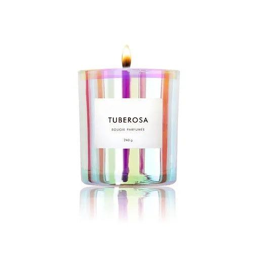 tuberose candle in holographic vessel