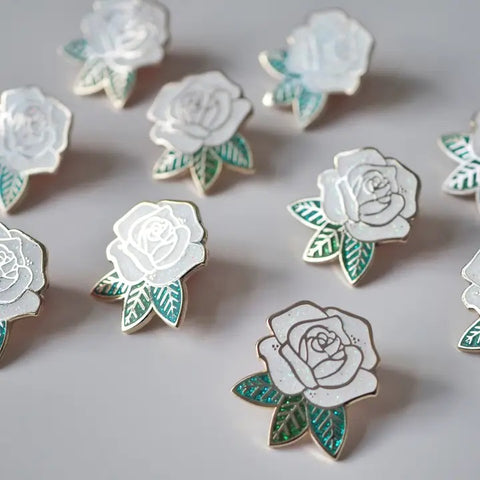 White Sparkle Rose Pin