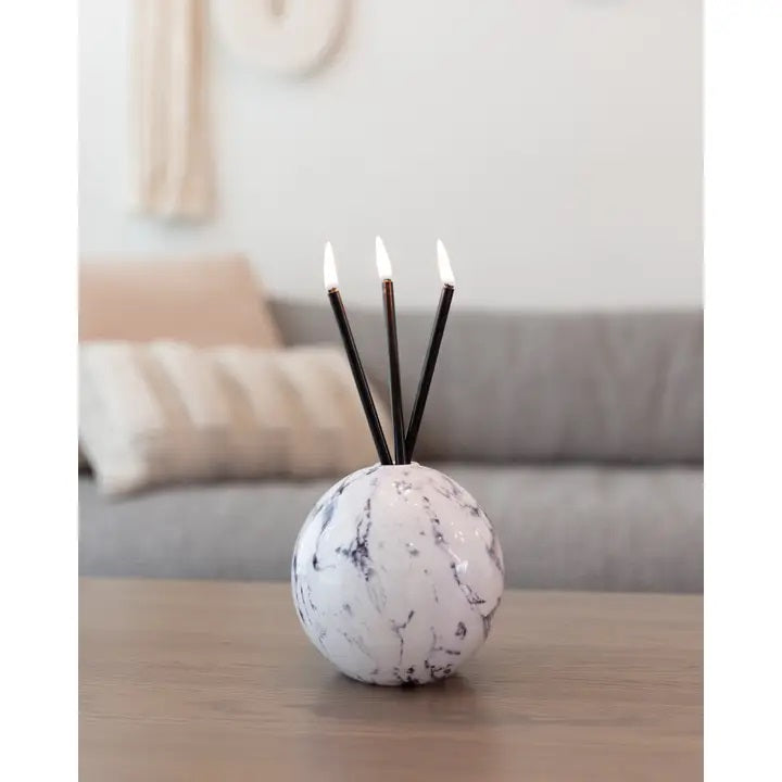 Neva White Marble Candle Holder