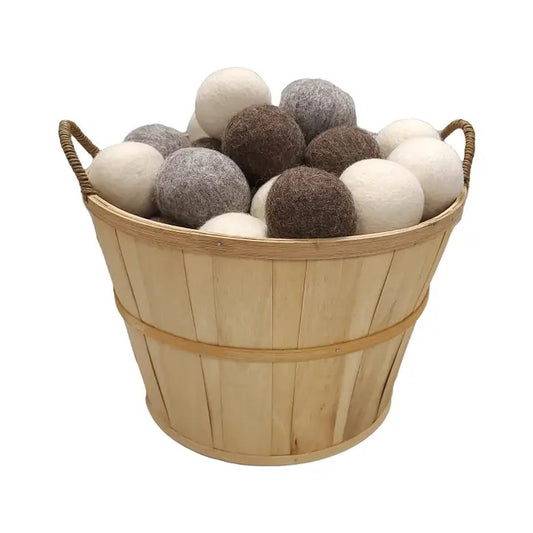 100% Wool Dryer Balls in basket