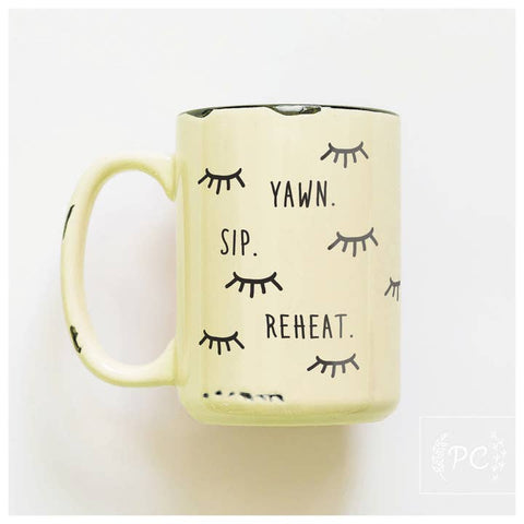 Yawn Sip Repeat Ceramic Mug - Mug - Prairie Chick Prints