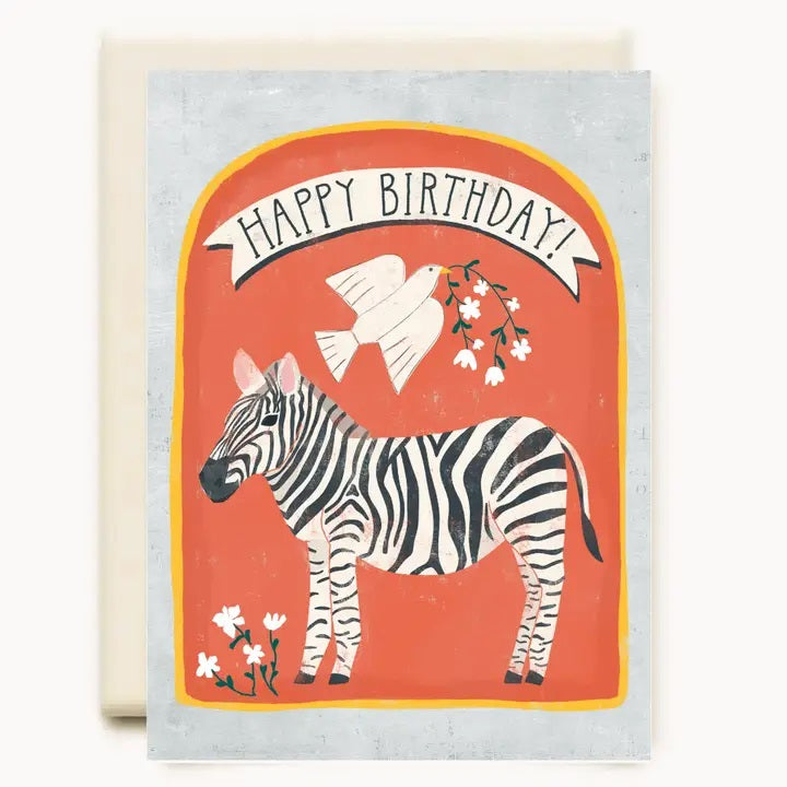 Zebra Dove Birthday Card