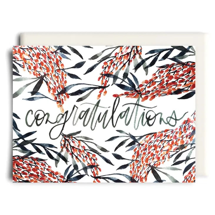 Inkwell Cards - Orange Floral Congratulations Card