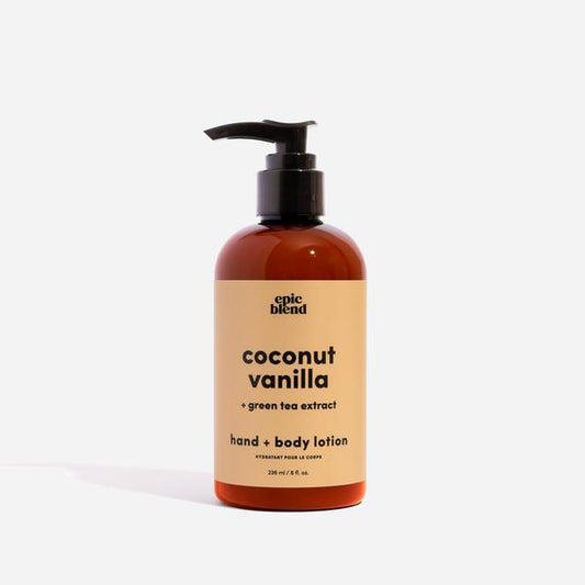 Epic Blend coconut vanilla body lotion in 8oz hand pump