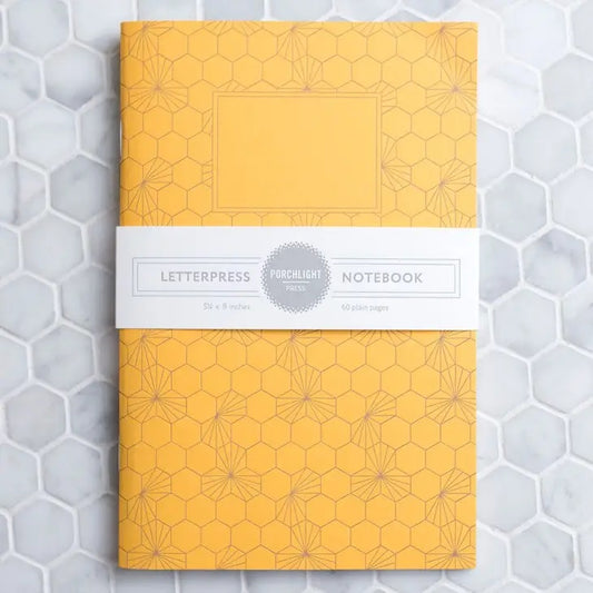 Porchlight Letterpress - Large Notebook (Yellow Honeycomb)