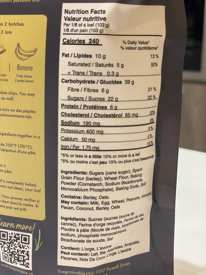 Susgrainable - Banana Bread Mix nutritional information
