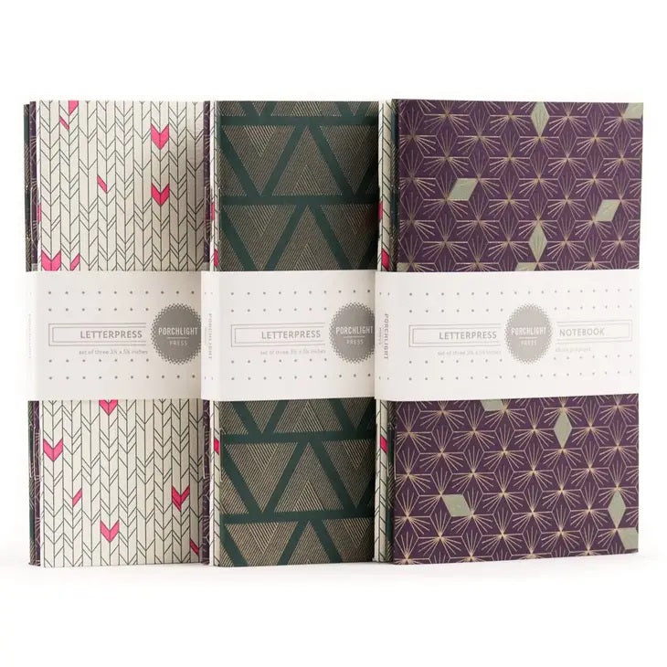 Porchlight Letterpress - Graphic Foil Pocket Notebooks (Set of 3)