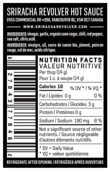 chili garlic hot sauce nutritional information