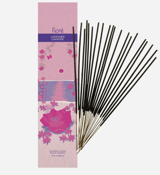 lavender incense in 20 pack package by flore incense made in canada