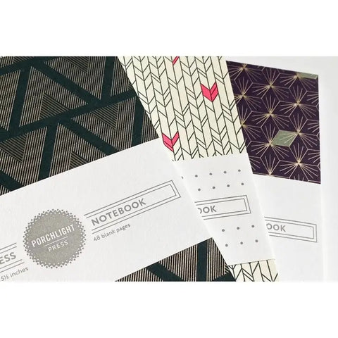 Porchlight Letterpress - Graphic Foil Pocket Notebooks (Set of 3)