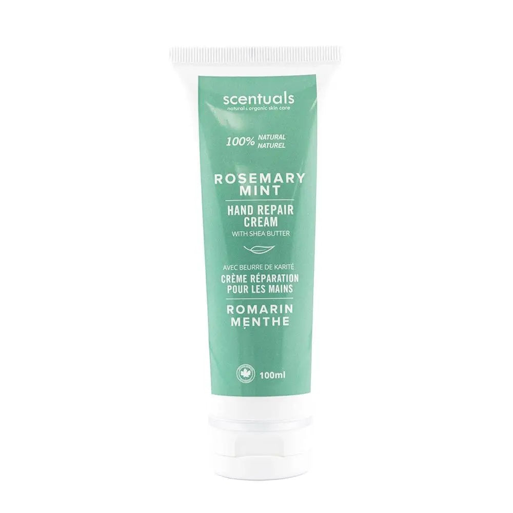 rosemary mint hand cream in green tube by Scentuals